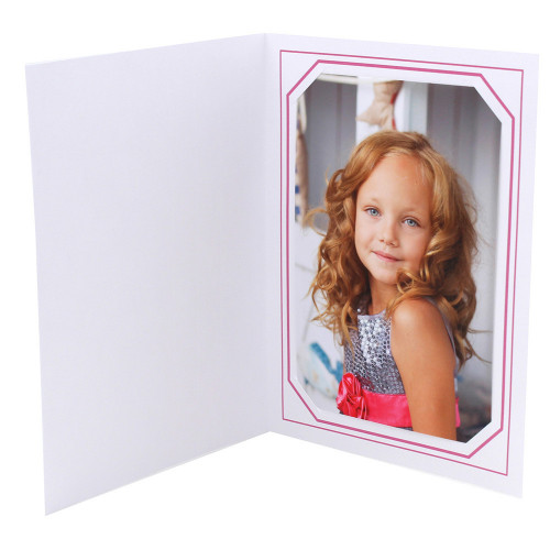 Cartonnage photo blanc - Terville liseré rose avec photo