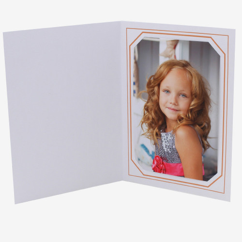 Cartonnage photo blanc - Terville liseré orange avec photo