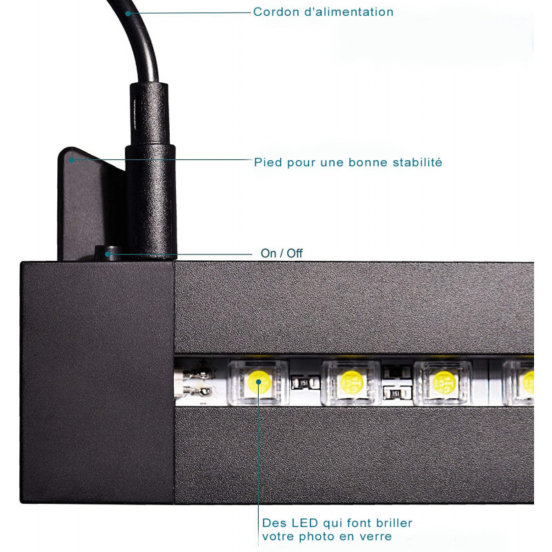 Socle lumineux Tritium 60 pour prisme S vertical détail leds