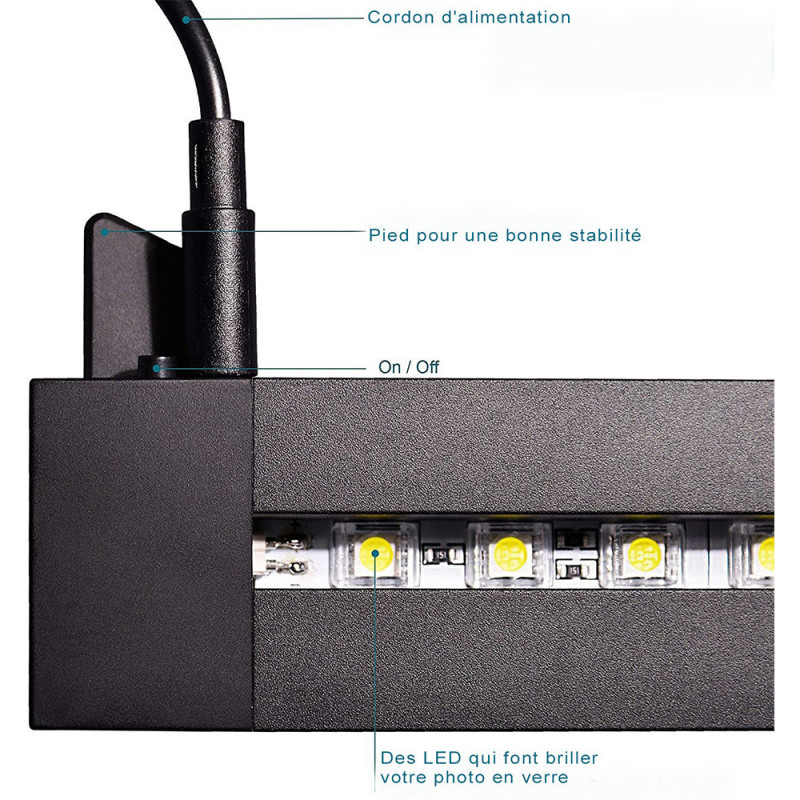 Socle lumineux Tritium 200 pour prisme Géant vertical et XXL horizontal détail leds