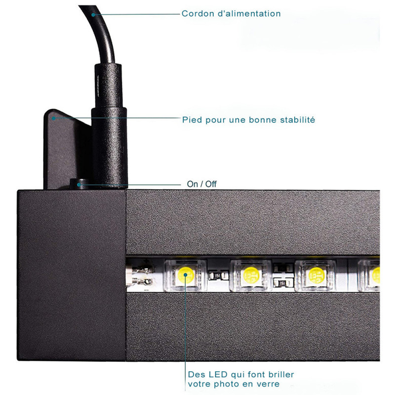 Socle lumineux Tritium 130 pour prisme XL vertical, petit et grand verre plat 2D éclairage