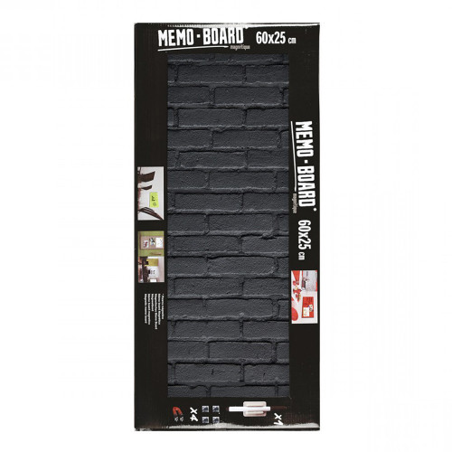 Mémo board magnétique en verre effet Pierre noire 25x60 cm