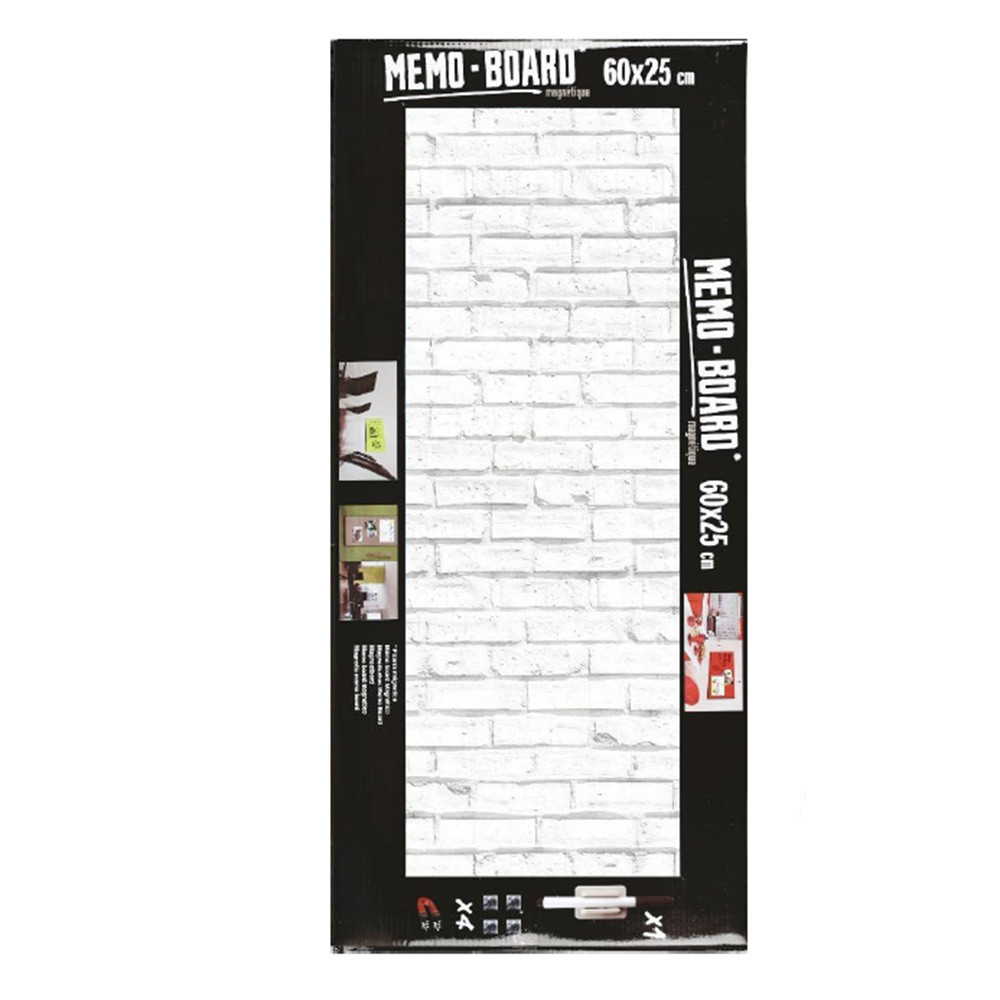 Mémo board magnétique effet Pierre blancheen verre 25x60 cm