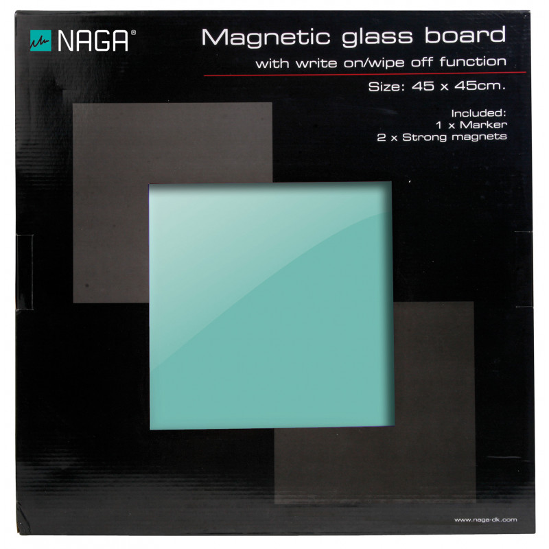Naga 45X45cm Tableau décriture magnétique en verre Clair Rose