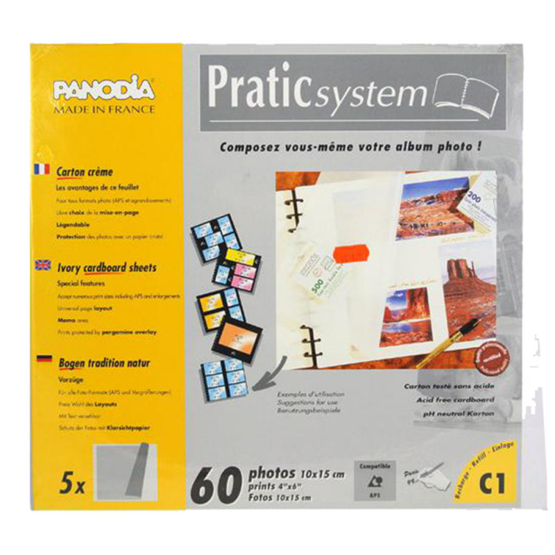 Lot de 5 feuillets Panodia C1 Pratic System fond crème