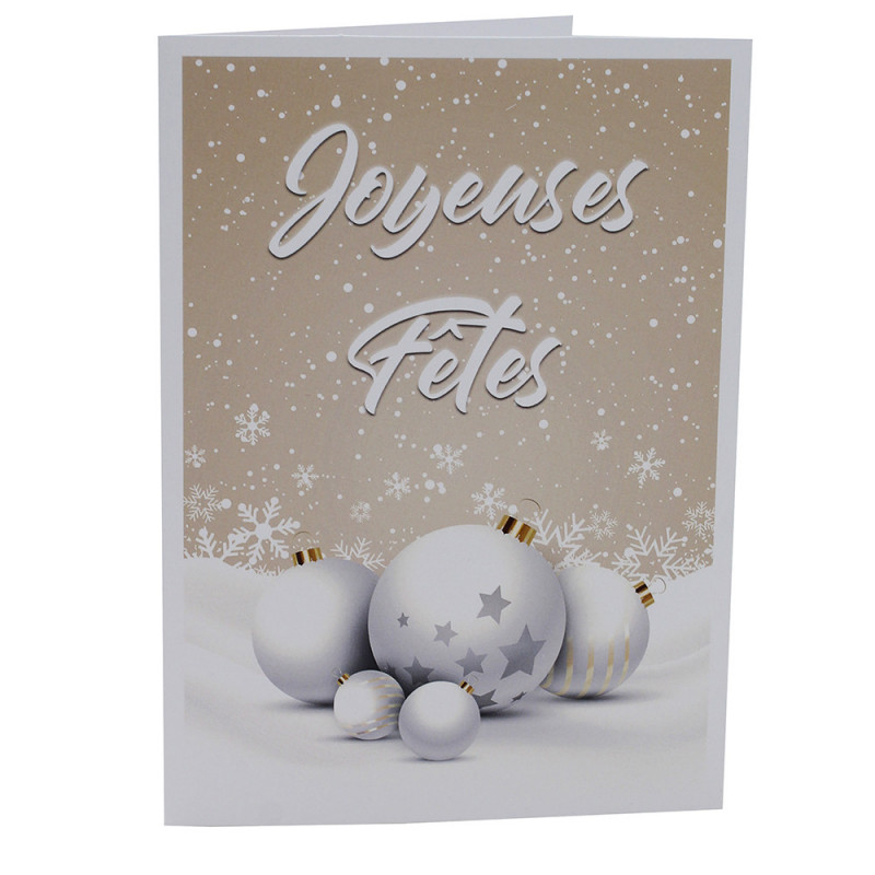 Lot cartonnage photo Joyeuses Fêtes - Vertical Boules blanches