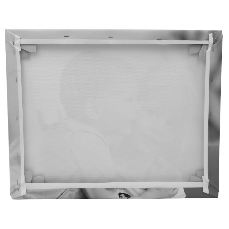 Toile en relief et cadre naturel en pin 60x90 noir et blanc
