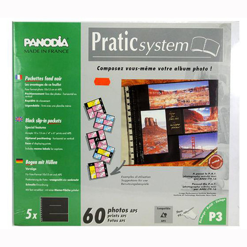 Lot de 5 feuillets APS Panodia Praticsystem P3 classement fond noir