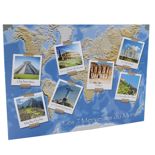 Lot de 100 cartonnages photo scolaire - Groupe 20x30 - Les 7 Merveilles du Monde - face