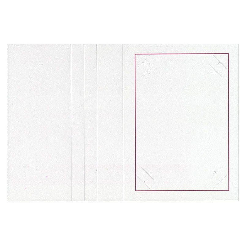 Lot de 8 cartonnages photo blanc 15x20 - Liseré grenat