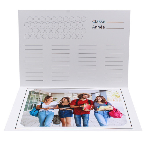 Cartonnage photo scolaire - Groupe 18x24 - Design marin noir et blanc