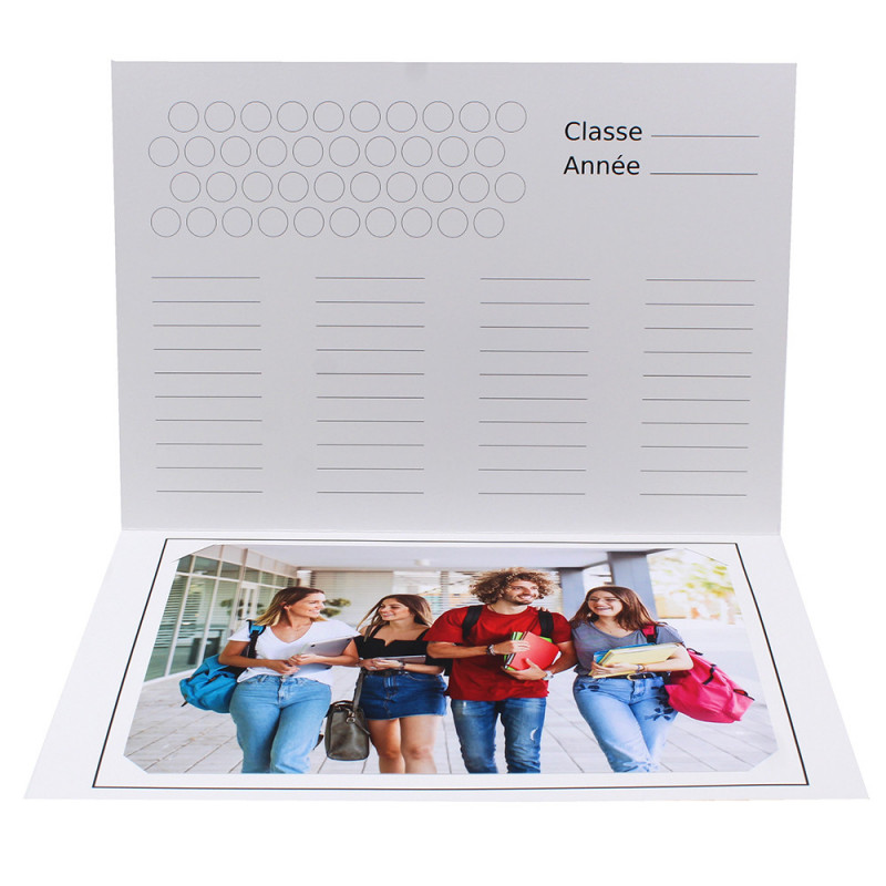 Cartonnage photo scolaire - Groupe 20x30 - Design marin noir et blanc