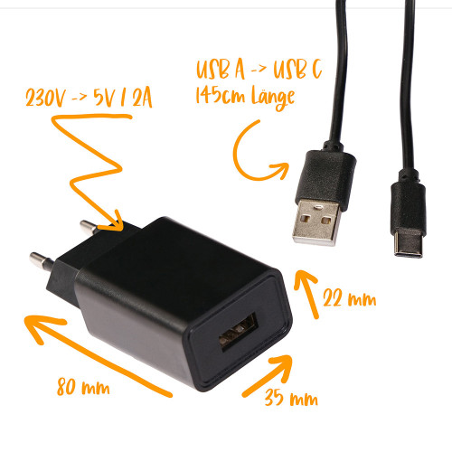 Adaptateur secteur USB C 5V 2A