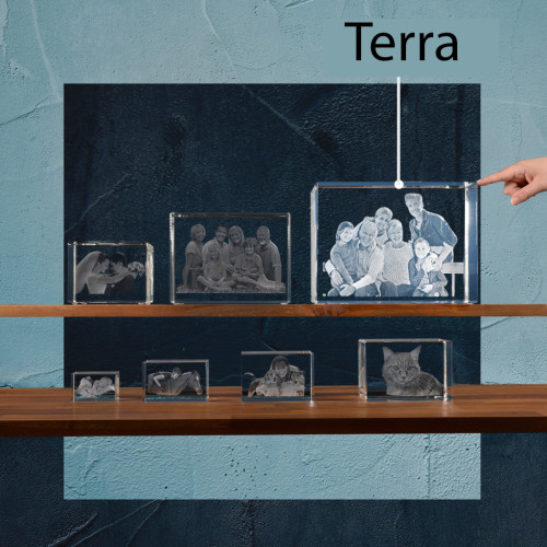 Cube 3D TERRA H en verre Viamant personnalisable