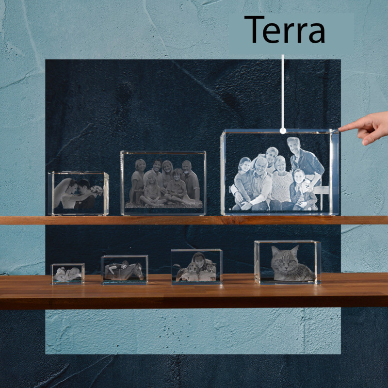 Cube 3D TERRA H en verre Viamant personnalisable