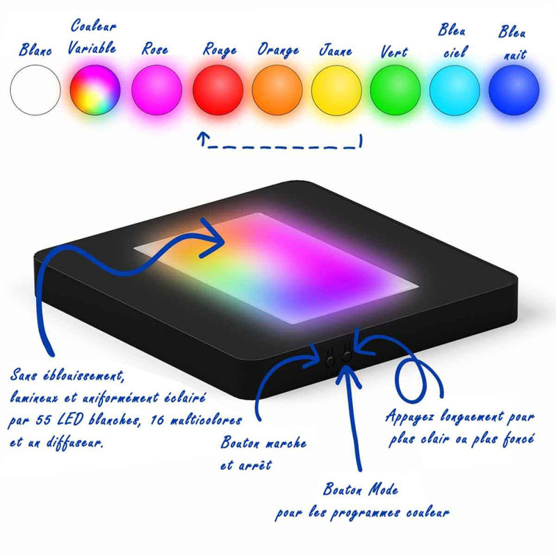 Socle lumineux plat Multi couleurs pour Coeur XL