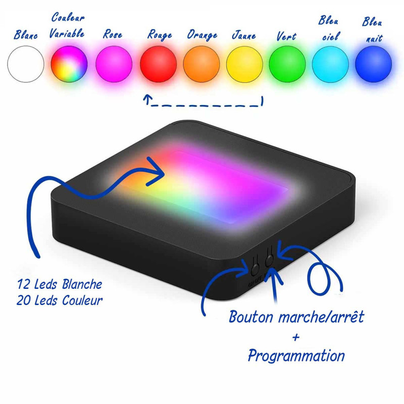 Socle lumineux plat Multi couleurs pour Nano horizontal