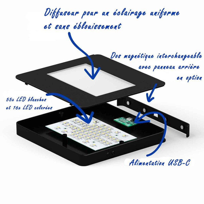 Socle lumineux plat Multi couleurs pour Mega horizontal