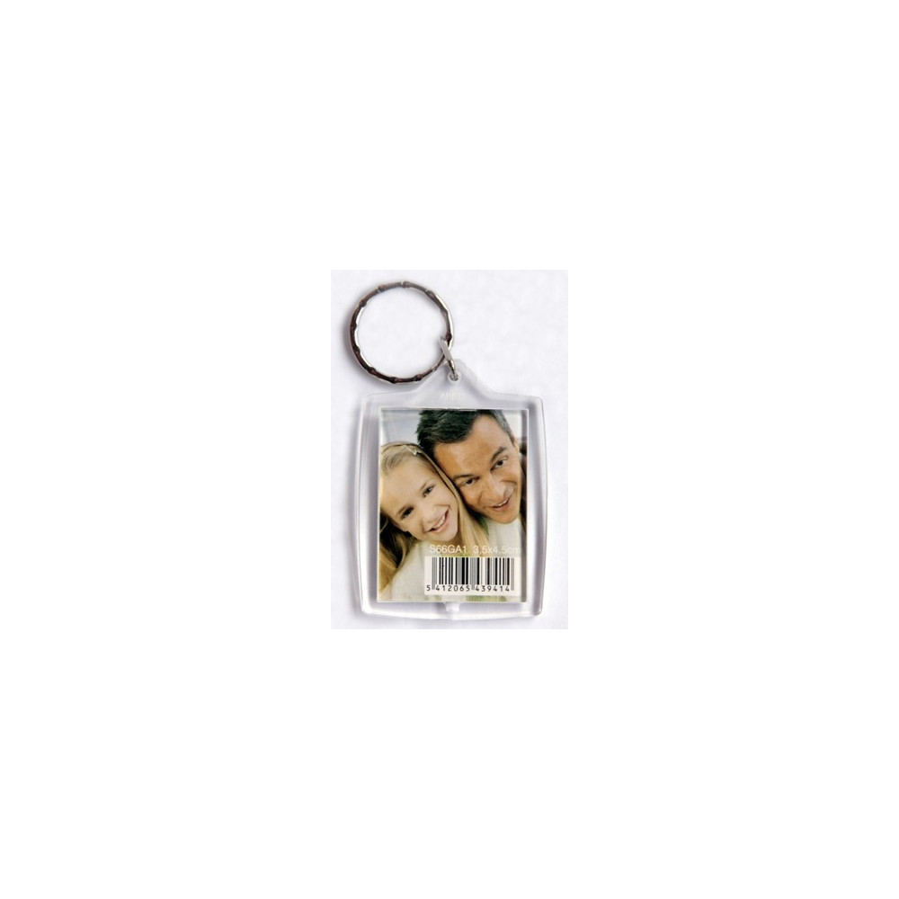 Porte-clef photo DEKNUDT rectangle - Plexi - Pour photo 3,5x4,5cm - livré  en sachet transparent individuel