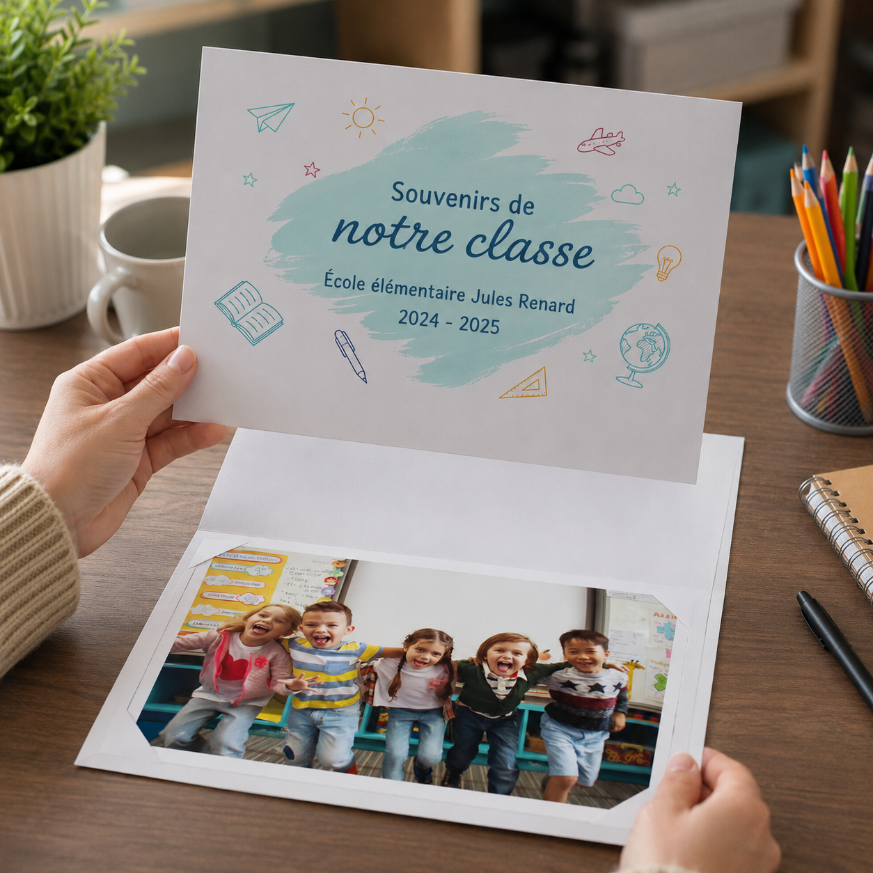 Cartonnage photo scolaire personnalisable 20×30 cm : créez un support unique