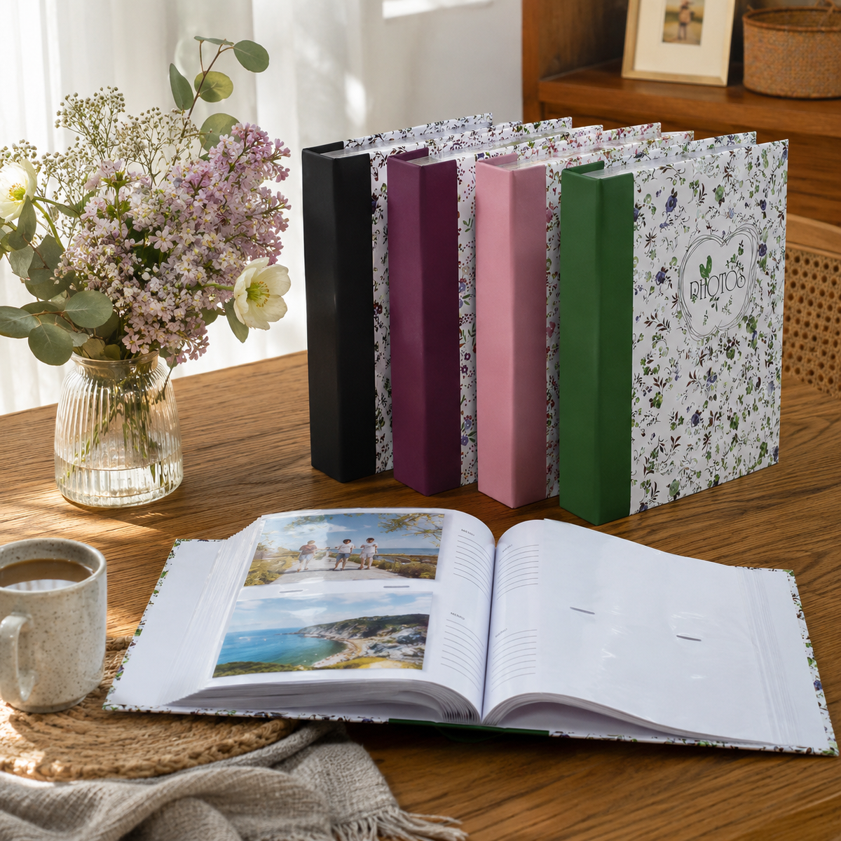 Lot de 4 albums photo KP Field of Flowers New à motifs floraux, pouvant contenir jusqu’à 800 photos 11,5 × 15 cm au total.