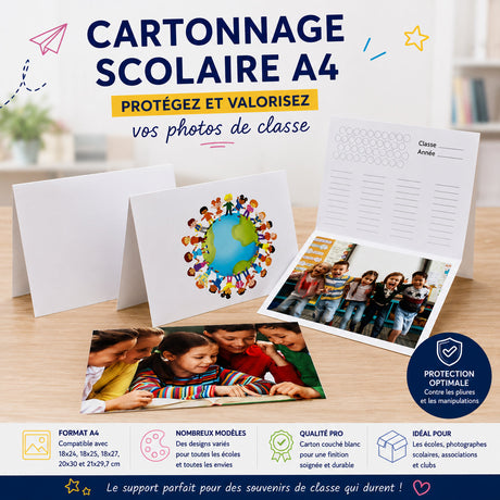 Cartonnage scolaire A4 : le support idéal pour vos photos de classe