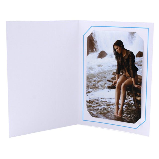 Cartonnage Photo Blanc « Serémange » – Liseré Bleu Clair| Collection CashPhoto