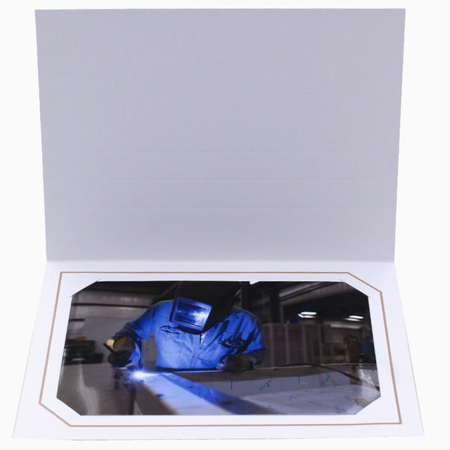Cartonnage Photo Blanc « Serémange » – Liseré Taupe | Collection CashPhoto