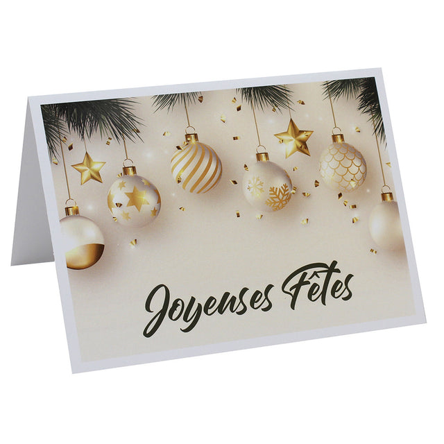 Lot de cartonnage photo Joyeuses Fêtes - Horizontal  Boules dorées 2 - 9x13 au 20x30 cm