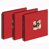 Lot de 3 albums traditionnels à spirales Fun rouge pour 200 photos