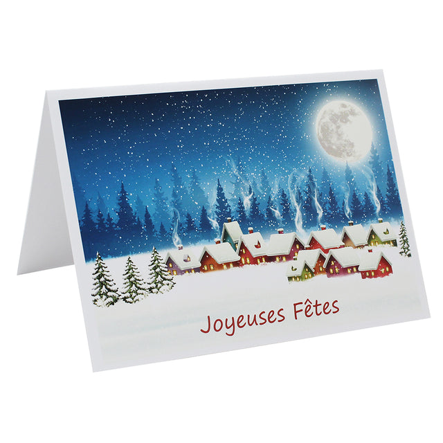 Lot de cartonnages photo Joyeuses Fêtes – Village sous la lune – Horizontal – 9x13 au 20x30 cm