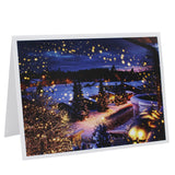 Lot de cartonnages photo – Village de Noël illuminé – Horizontal – 9x13 au 20x30 cm