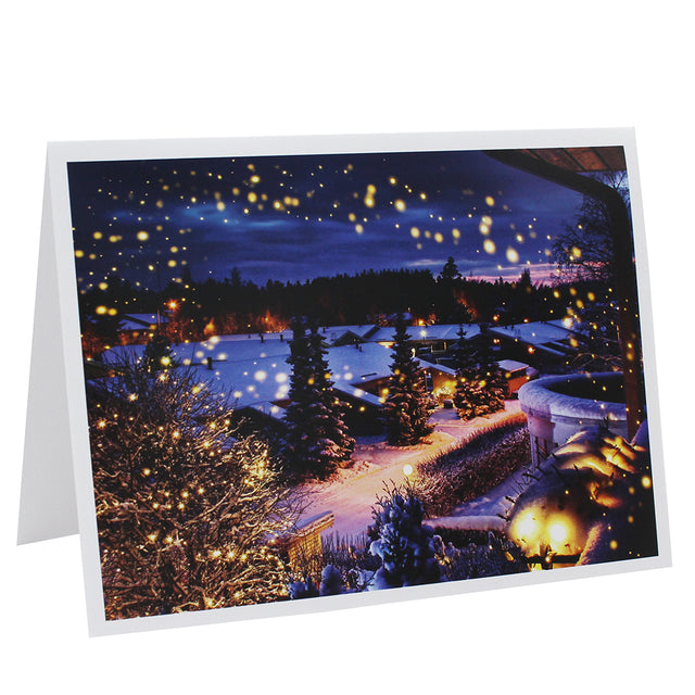 Lot de cartonnages photo – Village de Noël illuminé – Horizontal – 9x13 au 20x30 cm