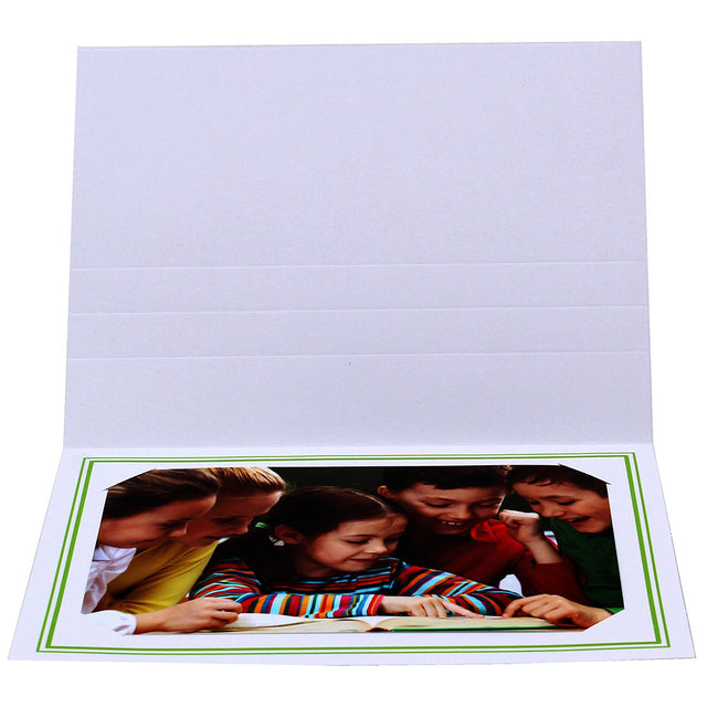 Cartonnage photo blanc - Liseré Duo vert clair