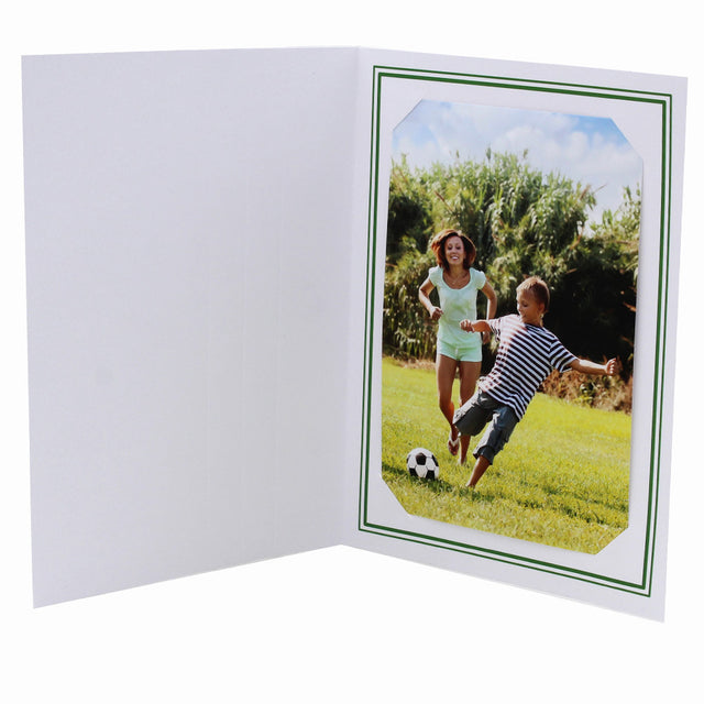 Cartonnage photo blanc - Liseré Duo vert foncé