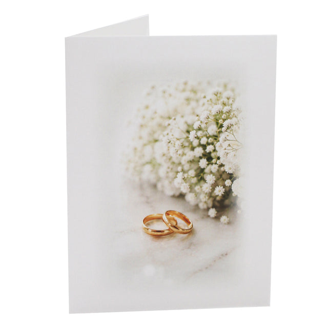 Cartonnage photo Mariage - Alliances dorées & fleurs blanches - Vertical du 9x13 au 20x30 cm