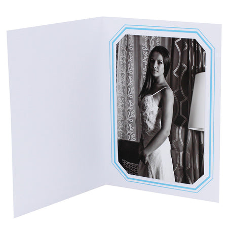 Cartonnage Photo Blanc «Octo Duo » – Liseré Bleu clair| Collection CashPhoto