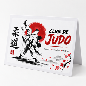 Face extérieure personnalisée d’un cartonnage photo 18x24 pour club de judo
