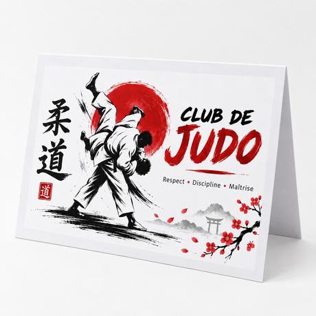 Face extérieure personnalisée d’un cartonnage photo 18x24 pour club de judo