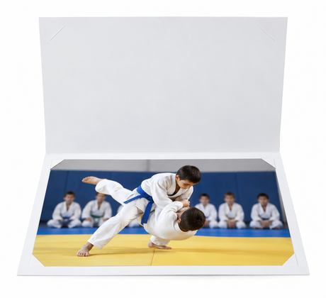 Intérieur neutre non imprimé du cartonnage photo personnalisable 18x24 avec photo de judo