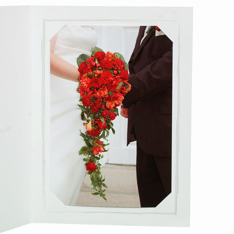 Cartonnage photo professionnel Fusain gris ouvert avec photo de mariage
