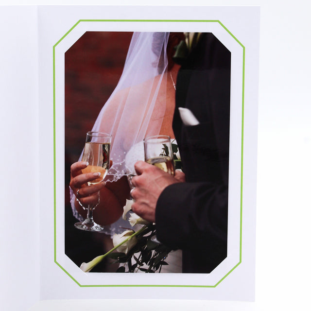 Cartonnage Photo Professionnel Octo – Liseré Vert clair détail | Collection CashPhoto