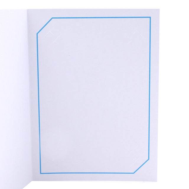 Cartonnage Photo Blanc « Serémange » – Liseré Bleu Clair détail | Collection CashPhoto