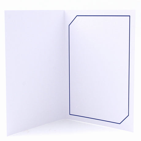 Cartonnage Photo Blanc « Serémange » – Liseré Bleu Foncé vertical | Collection CashPhoto