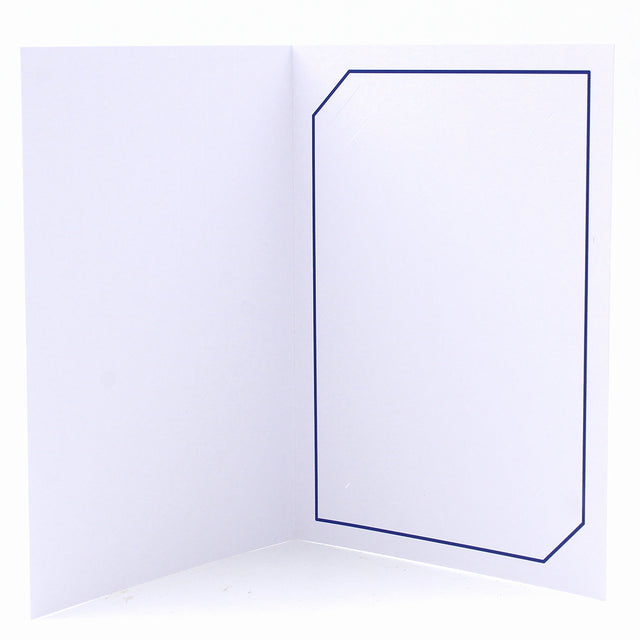 Cartonnage Photo Blanc « Serémange » – Liseré Bleu Foncé vertical | Collection CashPhoto