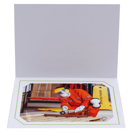 Cartonnage Photo Blanc « Serémange » – Liseré Vert Clair horizontal | Collection CashPhoto