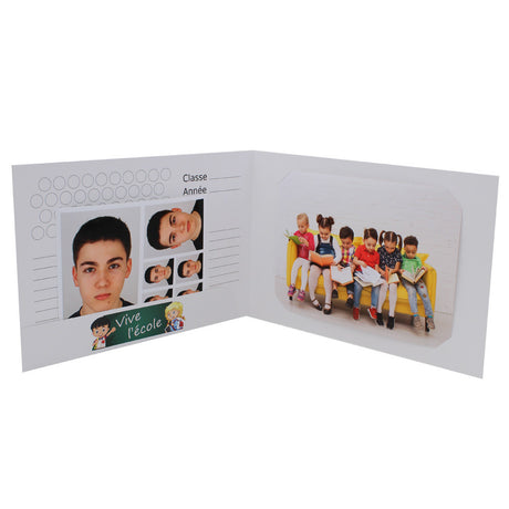 Cartonnage scolaire - Groupe 20x30-20x25-18x27-18x25-18x24 avec RABAT - Vive l'école - Ouvert avec photos