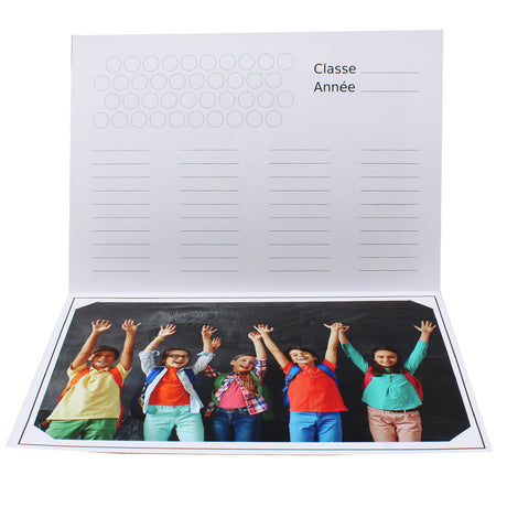 Cartonnage photo scolaire - Groupe 20x30 - Cartable bleu - Interieur
