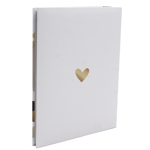 Album photo 200 pochettes 10x15 cm – Collection KP – Cœurs Blanc & Or