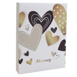 Album photo 200 pochettes 10x15 cm – Collection KP – Cœurs Blanc & Or